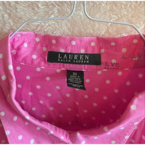LRL Pink Polka Dot Button-Up Shirt - Picture 2 of 5